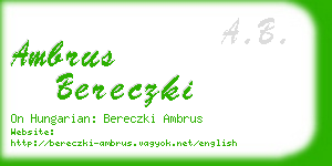 ambrus bereczki business card